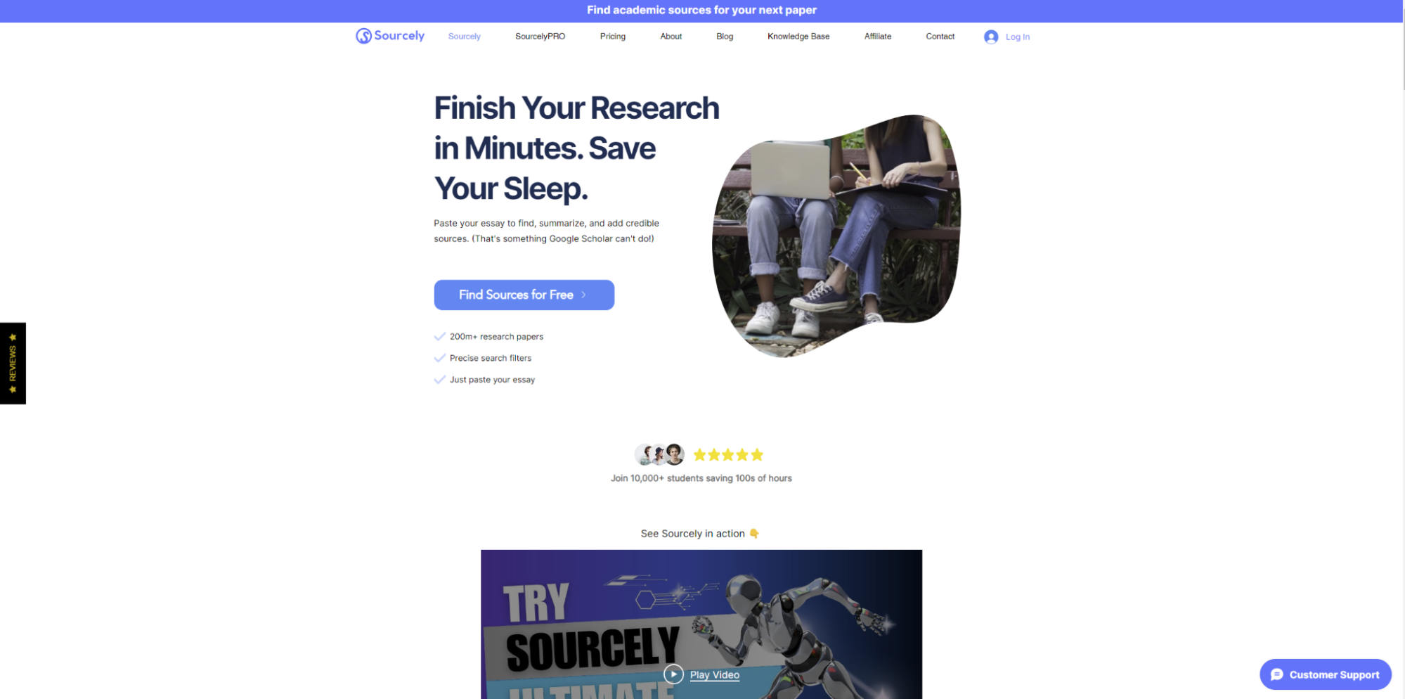 Sourcely AI Research Search and Citation Management Engine